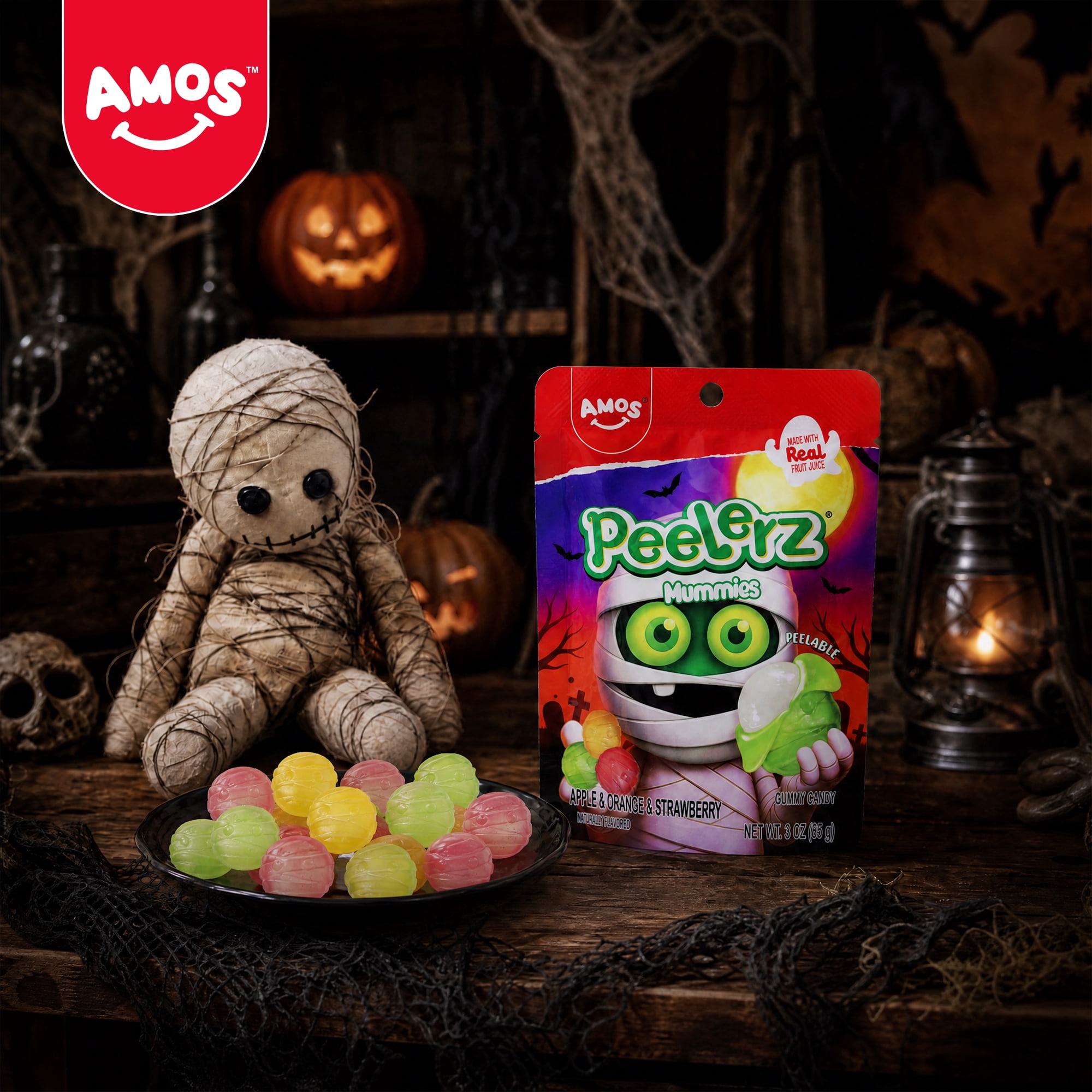 AMOS Peelerz Mummies Gummy Candy, Allergen Free, 3 oz (85 g)