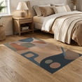 thumbnail image 2 of ODIKA 5'x7' Muted Earth Tones Abstract Washable Area Rug Modern Geometric Design With Artistic Flair By for Guest Room, Lounge, Apartment, Non-Slip Low Profile, Stain Resistant, 2 of 7