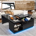 thumbnail image 4 of ANPOO 360°High Gloss Rotating Lift Top Coffee Table with LED Light, Modern Extendable Coffee Table with Hydraulic Lifter, Hidden Storage & Open Shelves, Multi-Functional Center Table for Living Room, 4 of 10