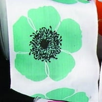 The Ribbon People White and Blue Poppies Print Wired Craft Ribbon 2.5" x 27 Yards