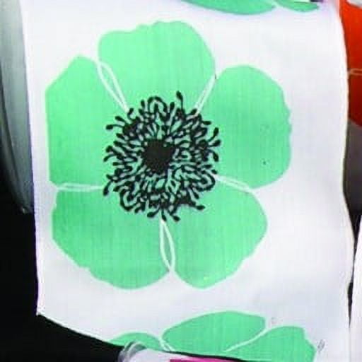 The Ribbon People White and Blue Poppies Print Wired Craft Ribbon 2.5" x 27 Yards