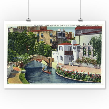 San Antonio, Texas - Exterior View of the Arneson River Theatre on the San Antonio River (9x12 Art Print, Wall Decor Travel