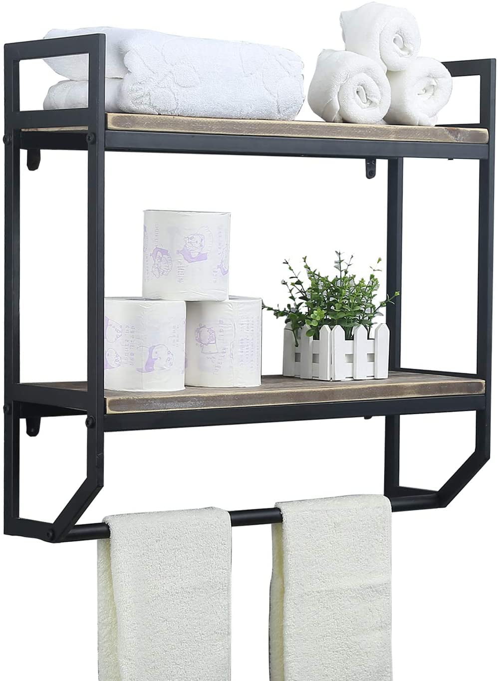 LOKO 2-Tier Bathroom Towel Rack with Shelf, Industrial Over The Toilet Shelf  with Towel Bar, Wall Mounted Hanging Shelf with Towel Holder, Rustic  Storage Organizer Shelves for Living Room, Kitchen - Yahoo