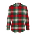 thumbnail image 5 of Trikvn Christmas Plaid Flannel Shacket Red Green White Tartan Long Sleeve Button up Shirt Lapel Collar Lightweigt Classic Blouse S-3XL, 5 of 6