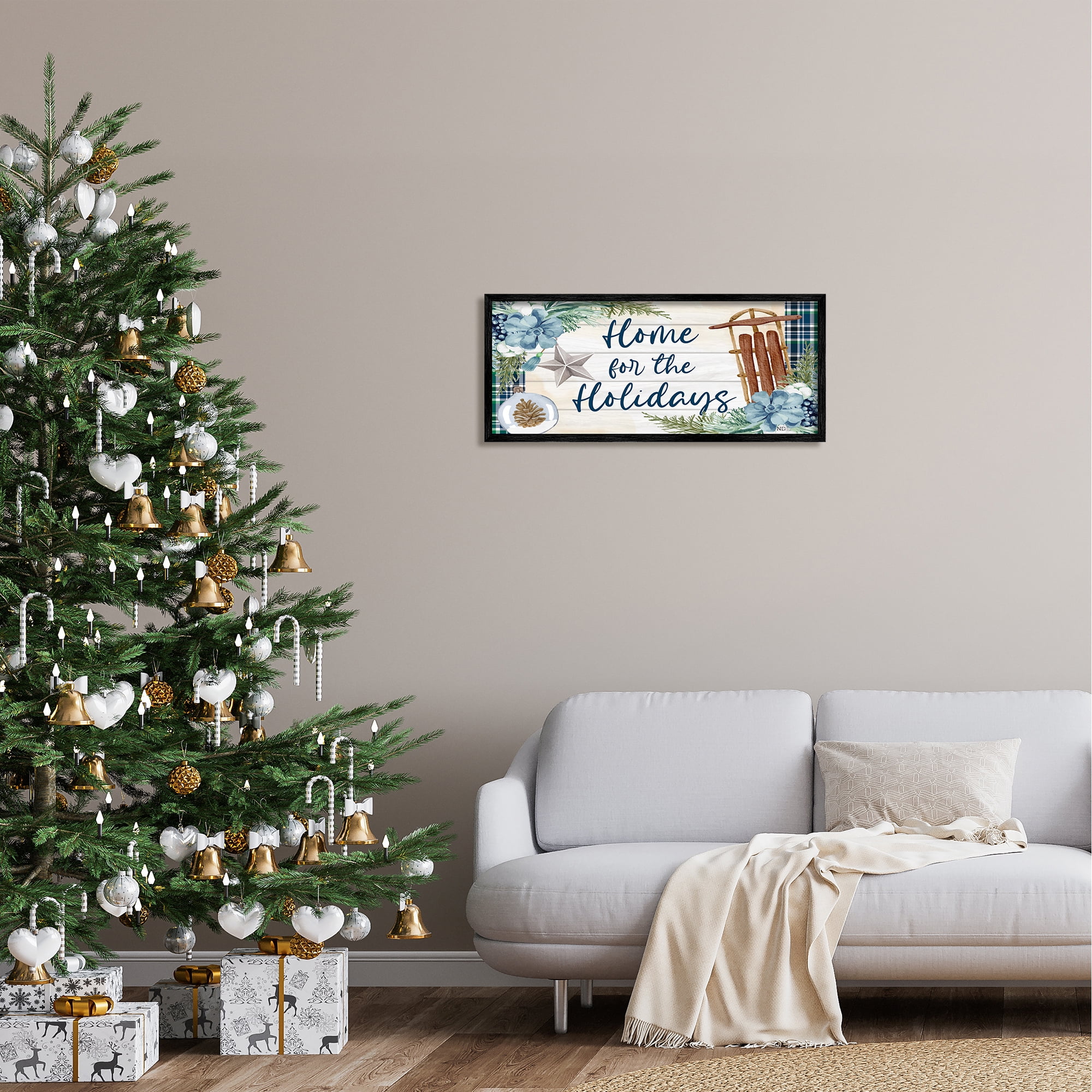 Stupell Industries Home For The Holidays Tartan Holiday Painting Black Framed Art Print Wall Art