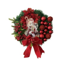 Nmdmisc Nativity Scene Christmas Wreath Christmas Ornament Decoration Holy Family Set Led Lights Candle Front Door Wall Christmas Hanging Sign Sacred Xmas Wreath Decor for Christmas Decorations