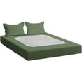 thumbnail image 2 of D.N.G. BEDDINGS 3 Piece Box Spring Cover - 100% Egyptian Cotton, 800 TC, Wrap Around 4 Sides Bed Skirt for Hotel & Home, Fits Box Springs up to 15 Inch - Twin, Stripe Moss Color, 2 of 9