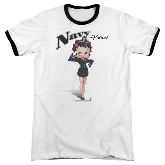 Betty Boop Navy Boop Adult Ringer White Black