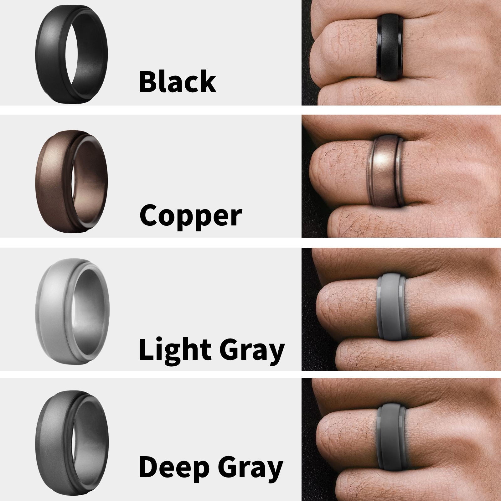 4Pack Silicone Wedding Rings for Men Breathable Mens Rubber Wedding Bands Size 11 10 9inch Multi colored Wedding Rings for Anniversary Birthday Festival Walmart