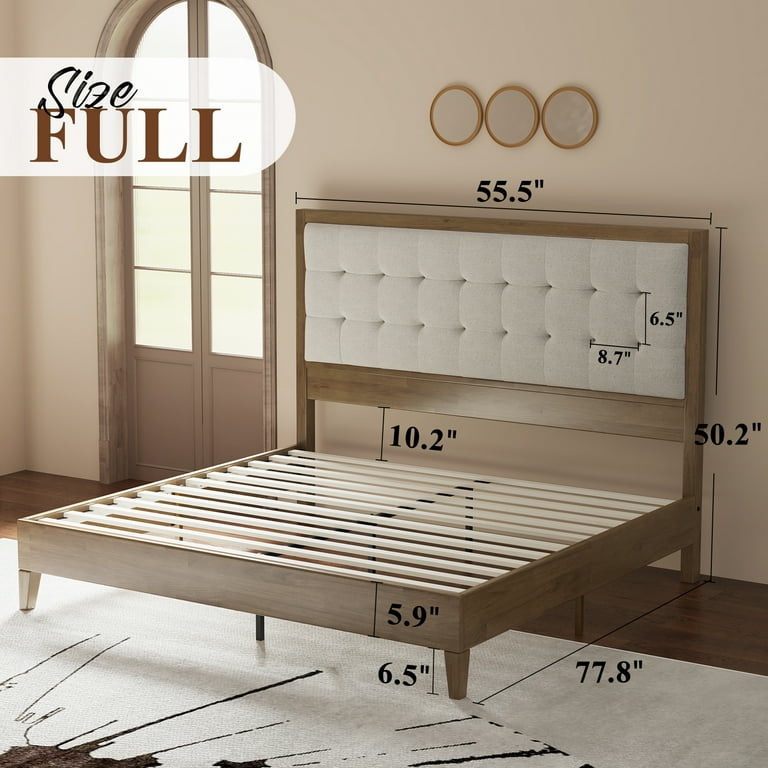 Jocisland Mid-Century Solid Wood Bed Frame, Full Size Jocisland Mid-Century Solid Wood Bed Frame, Full Size