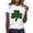 White, variant on Ladies Sparkly Shamrock St. Patrick's Day T-shirt Tops Green Sequin Clover Print Tees Crew Neck Short Sleeve T Shirts for Festive