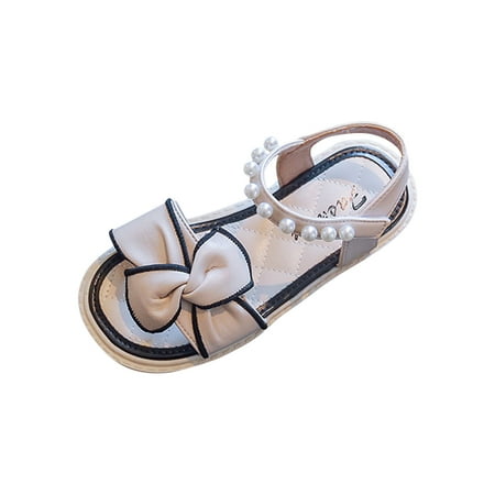 

Honeeladyy Summer Sales 2022 Toddler Baby Girls Bow Pearl Open Toe Sandals Soft Sole Princess Party Wedding Shoes Sandals