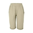 thumbnail image 4 of iHPH7 Linen Clothing, Womens Shorts Casual, Linen Shorts for Women, Bermuda Shorts for Women, Below the Knee Shorts for Women, Khaki 3XL, 4 of 9