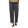 thumbnail image 5 of kaondbfi Cotton Linen Pants Women Summer Casual Straight Leg Pants Elastic Waist Beach Trousers with Pockets, 5 of 8