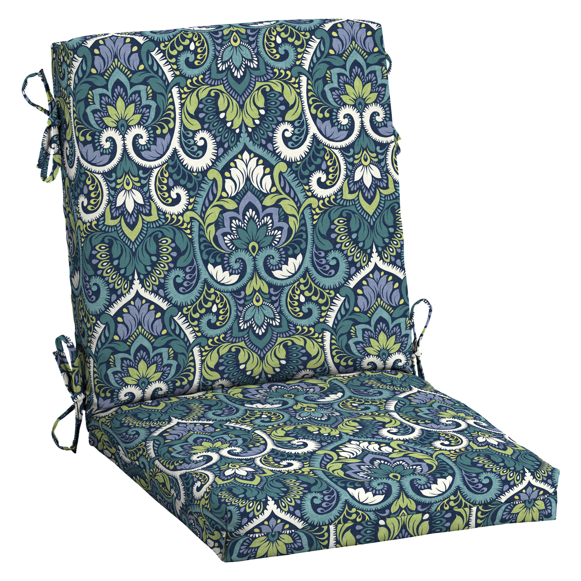 Arden Outdoor Midback Chair Cushion, 18 x 36.5, Blue Damask photo 1