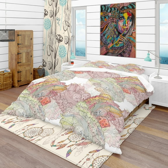 Designart 'Watercolor Painting with Ethnic Motif' Bohemian & Eclectic Duvet Cover Set