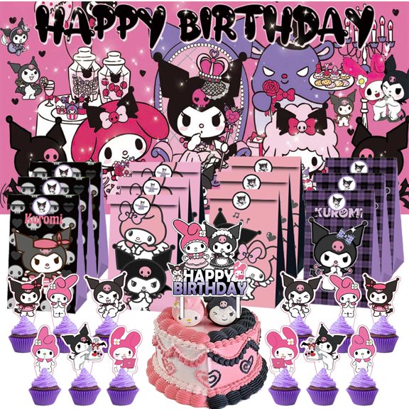 Kuromi Goodie Bags Treat Candy Decorations Party Favor Supplies Birthday Cake Topper Backdrop Banner