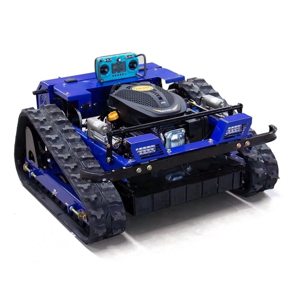 DeepKron YF550 Remote Control Tracked Lawn Mower, 24V, 9HP 225cc Gas Engine, 22 inch Cutting Width, 45 Degree Slope Capability, Blue