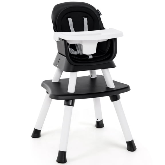 Furnibear 6 in 1 Convertible High Chair with 3 Position Tray Detachable Booster and BPA Free Build, a Portable High Chair and Travel High Chair Rival to an Ingenuity High Chair, Black