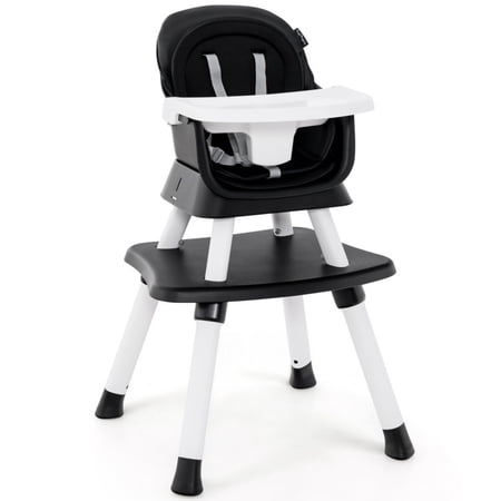 Furnibear 6 in 1 Convertible High Chair with 3 Position Tray Detachable Booster and BPA Free Build, a Portable High Chair and Travel High Chair Rival to an Ingenuity High Chair, Black