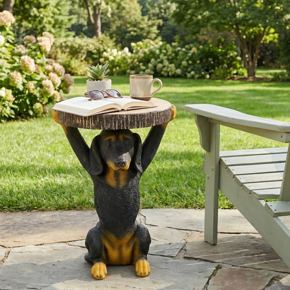 Christopher Knight Home 22.17" Dog Side Table, Sculptural MGO Pedestal End Table, Black Brown