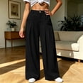 thumbnail image 4 of Edvintorg Women's Casual Pants Elastic Waisted Loose Wide Leg Lightweight Trouser with Pockets Women Clothing Black L, 4 of 7