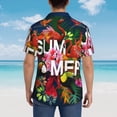 thumbnail image 6 of Easygdp Summer Birds and Flowers Men's Hawaiian Shirts Print Lapel Short Sleeve for Beach, vacation, party, casual occasions - 3X-Large, 6 of 9