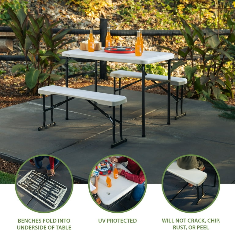 Lifetime Folding Polyethylene Picnic Table with Benches, 80373