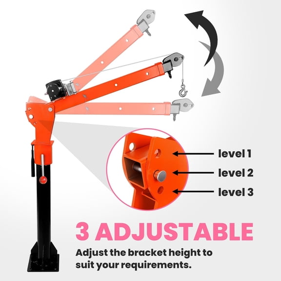 Truck Mounted Electric Crane with Winch, 1100 LBS Capacity 360° Rotation Pickup Truck Hoist, Adjustable Boom Crane for Pickup Trucks, Garage, Workshop