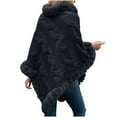 thumbnail image 5 of AGWOLF Womens Poncho Shawl Warm Faux Fur Collar Cape Sweater Jacket Casual Cable Knit Shawls Scarf Outdoor Dating Outfits, 5 of 5
