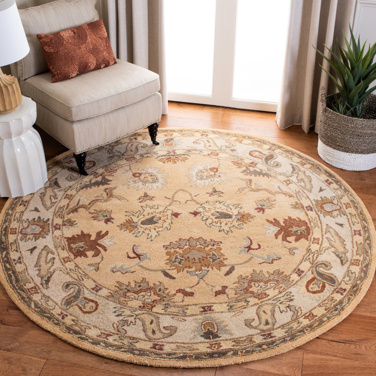 SAFAVIEH Bergama Bradford Traditional Wool Runner Rug, Taupe/Ivory, 2'3" x 12'