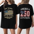 thumbnail image 3 of 250th Anniversary United States Flag Print T Shirt Loose Fit Short Sleeve Crewneck Top for Women Men 1776 2026 Semi Centennial Tee Black L, 3 of 5