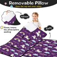 thumbnail image 3 of Unicorn and Rainbow Purple Pattern Teens Toddler Nap Mat with Pillow, Sleeping Mat Bag for Preschool Daycare 59"x22", 3 of 6