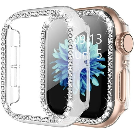BRADCET 1/3Pack Bling Cover for Apple Watch Case 41mm 40mm 38mm 42mm 44mm 45mm Women, Shockproof Hard PC Full Diamond Bumper Case for iWatch Series 8 7 SE 6 5 4 3 2 1 Accessories