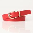 thumbnail image 1 of Xiao Hua Cinturón de piel sintética para mujer, ideal para vestir y vaqueros, con hebilla dorada (rojo)., 1 of 5