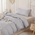 thumbnail image 2 of Duvet Cover Set Queen Size 100% Organic Cotton Grey, S3 Pcs Soft Bedding Comforter Cover with Zipper Closure & Corner Ties, Comforter Not Included, Gray, 2 of 8