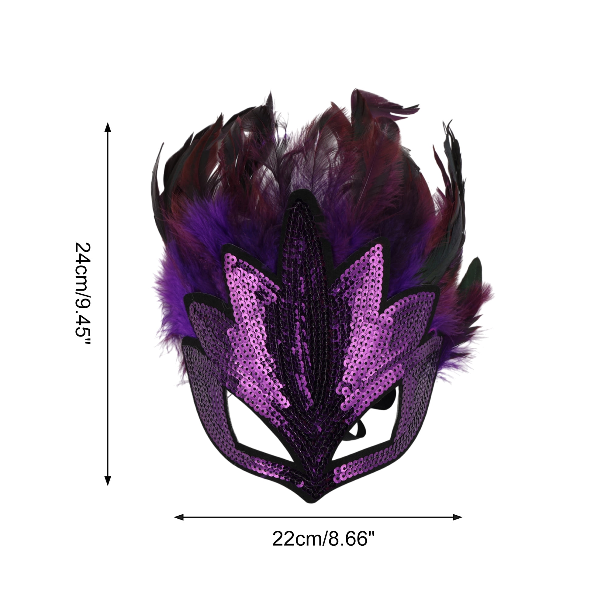 Unique Bargains 1 Pack Elegant Sequined Feathers Party Mask Purple