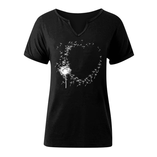 UANWENN T-Shirt à Manches Courtes Imprimé Col en V Décontracté pour Femmes Léger et Confortable Blouse d'Été Chemises de Randonnée Décontractées pour Femmes Chemises à Manches Longues Unies pour Femmes