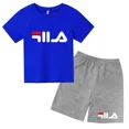 thumbnail image 3 of Camiseta de verano para niños y niñas, regalo de cumpleaños, de 3 a 13 años, camiseta y pantalones cortos, conjunto deportivo informal de moda con letras de marca, bonito diseño para niña, 3 of 5