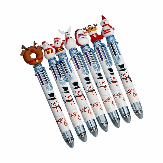 New Christmas Tree Santa 6 Colors Cartoon Press Cute Ballpoint Pen For Students Christmas Gifts Creative Hand Account Pen Press Ball Point Pen Random * 1 * 1ml