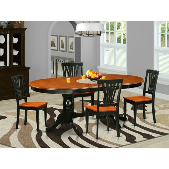 Modern Dining Room Table Set - 9 Piece Oval Table & Chairs - Saddle Brown Finish