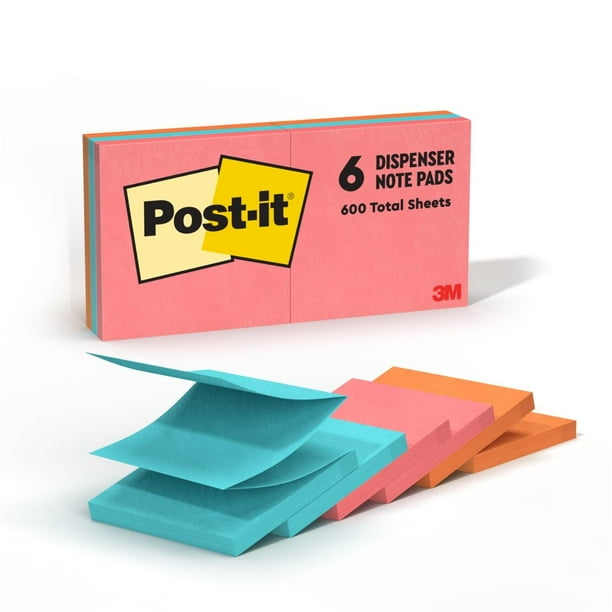 Notas adhesivas desplegables, 7,6 x 7,6 cm, 6 blocs, estilo poptimista