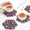 thumbnail image 4 of Leather Coasters with Heat-resistant for Drinks, Pink elements -标题2 Hexagon, 4 of 5