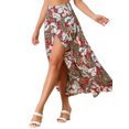 thumbnail image 4 of INSPIRE CHIC Women's Summer High Waist Asymmetrical Tropical Maxi Skirt Red XL, 4 of 5