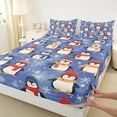 thumbnail image 3 of Manfei Kawaii Blue Penguin Twin Sheet Sets for Kid, Antarctic Wildlife Twin Fitted Sheet, Cute Christmas Animal Flat Sheet, Ultra Soft Home Decor, 3pcs, 3 of 7