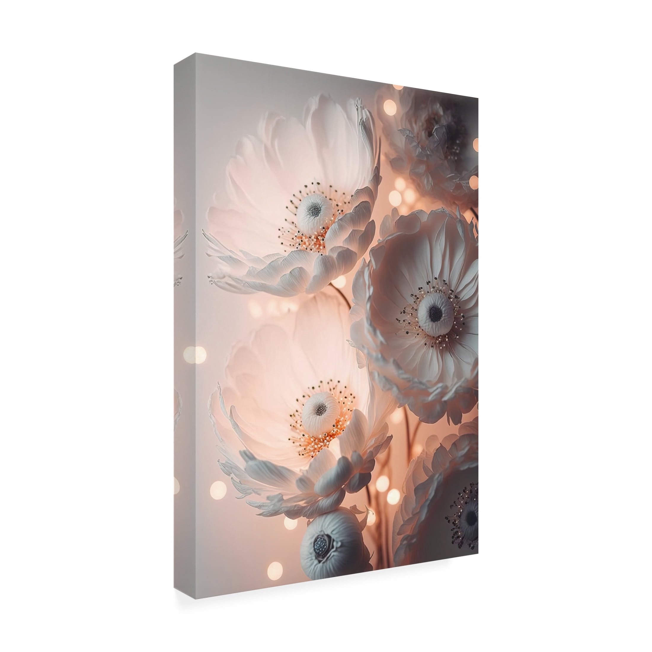 Canvas Wall Art - Treechild 'Glowing Patel Pink Flowers' Wall Art for Living Room, Bedroom, or Office D?cor by Trademark Fine Art - 16 x 24 Inches