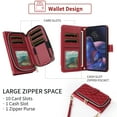 thumbnail image 5 of Dswteny Argyle Wallet Case for Motorola Moto Edge 2022/MotoEdge 5G UW 2022 with Wrist Strap Shoulder Strap, Flip Credit Card Holder Cell Phone Cover for Gen 3 XT2205-1 XT2205-2 6.6 Women Girls Red, 5 of 8