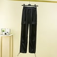 thumbnail image 2 of MIUOWANP Women's High Waist Pants with Pockets Solid Color Casual Tie Feet Work Pants Size M(6)Black, 2 of 3
