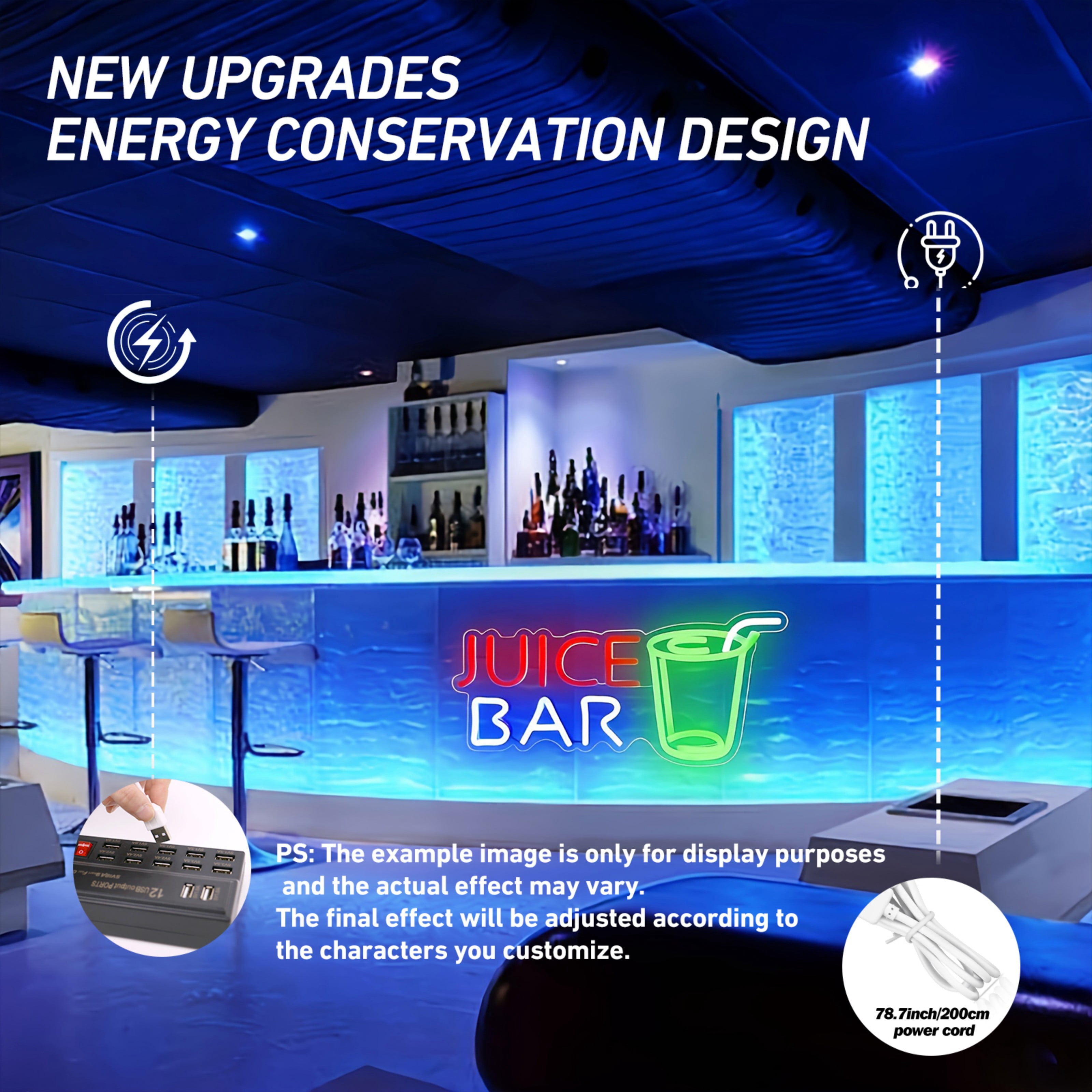 UPONRAY Juice Bar Neon Signs, 16.1"*7.1" Dimmable & USB-Powered LED Neon Light, Stylish Wall Decor for Juice Bar, Party, Restaurant, Living Room, Man Cave