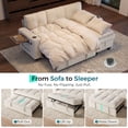 thumbnail image 3 of LINSY HOME 83" Modular Sectional Sofa with Pull Out Bed, Foldable Side Table & Storage Chaise, 3-Seat L Shape Couch with USB Charging for Living Room, Chenille Beige, 3 of 11